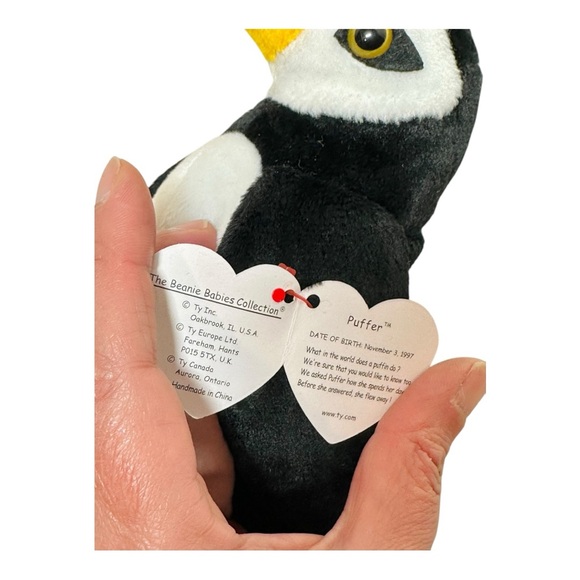 Retired Puffer the Puffin Beanie Baby, PE pellets, hand tag Gen 5 - Picture 14 of 14